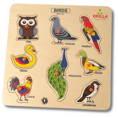 Brilla Wooden Puzzle Tray - Birds (AR Tech Enabled with Anytime Teacher) Montessori toys Educational toys Wooden Toys Wooden Birds Puzzle Tray for Kids Best Montessori Material for Kids  Best Montessori Wooden Birds Puzzle Tray for Kids and Preschoolers Best Montessori Material In India  Best Montessori Material In Bangalore The Best Brilla Wooden Birds Puzzle Tray for Kids Brilla Educational toys  Buy Montessori Material Buy Wooden Toys for kids