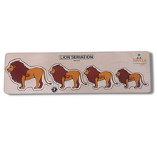 Load image into Gallery viewer, Wooden Puzzle Lion Seriation Best Educational wooden Lion Seriation Puzzle for Kids Best Montessori Material for Kids Best Montessori Puzzle for Preschoolers Best Montessori Material In India Best Montessori Material In Bangalore Wooden Lion Seriation Puzzle for Kids   The Best Brilla Montessori learning Material for kids  Brilla Educational toys Brilla Wooden Lion seriation puzzle for Kids buy montessori wooden Lion Seriation Puzzle for Kids buy wooden Montessori materials for kids

