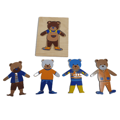 Montessori Materials: Wooden Dressing of Bear Educational Puzzle