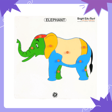 Wooden Pegged Premium Elephant and Lion Pick and Fix Jigsaw Puzzle for kids between 2 to 5 years (Augmented Reality enabled Wooden Educational Learning Toy) - Brilla: One-Stop Solution for Preschool Resources